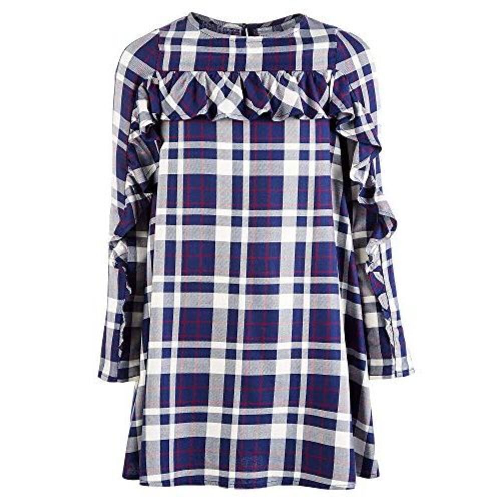 Epic Threads Big Girls Ruffle Trim Plaid Shift Dress